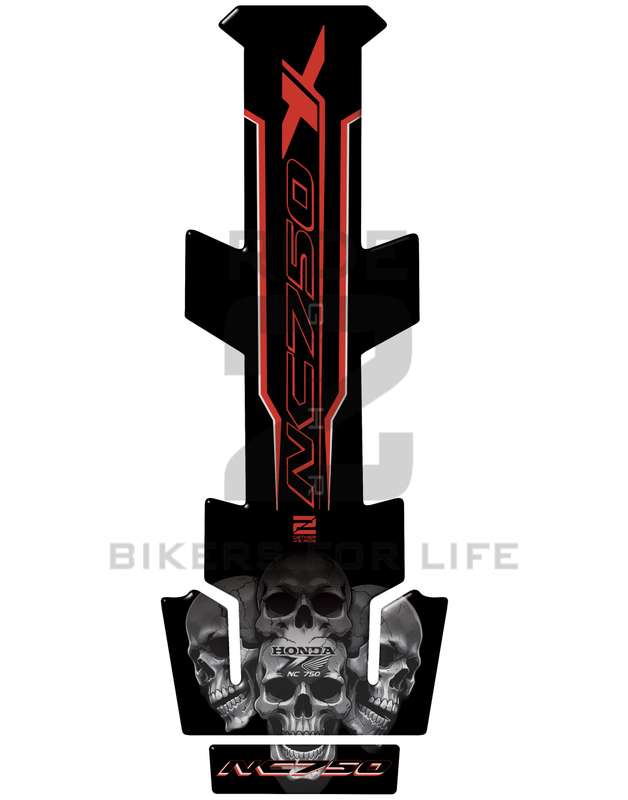 Honda NC 750 X Series, Black with Skull Protective Tank Pad. Universal Fit.