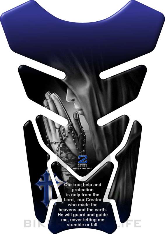 Motor Bike Tank Pad. Religious Range Psalm 121 Blue. Universal Fit. Christian tank pad.