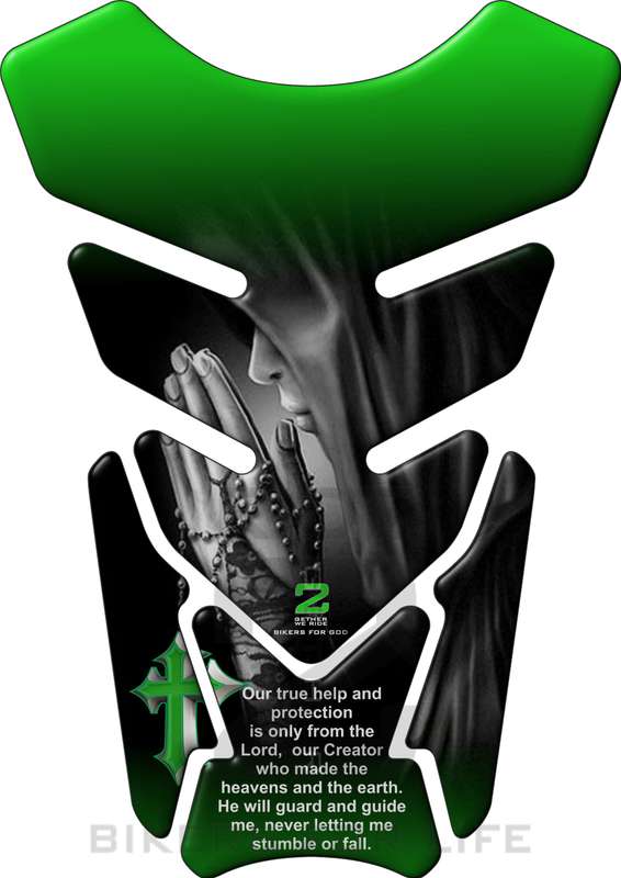 Motor Bike Tank Pad. Religious Range Psalm 121 Green. Universal Fit. Christian tank pad.