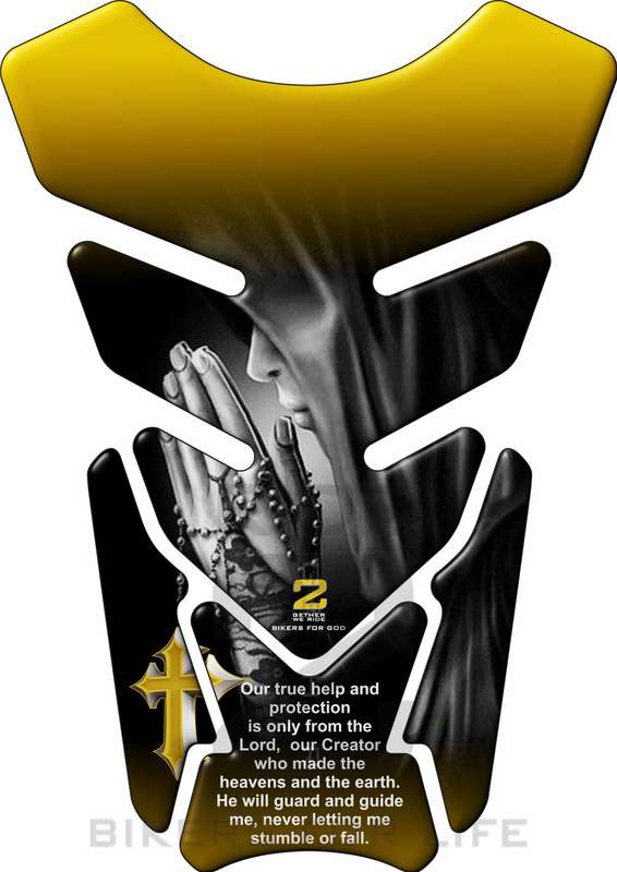 Motor Bike Tank Pad. Religious Range Psalm 121 Yellow. Universal Fit. Christian tank pad.