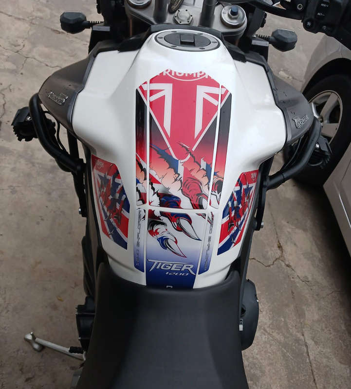 Triumph Tiger 1200 Explorer Red, Blue, Black with eagle ripped claws. 2018 -2023