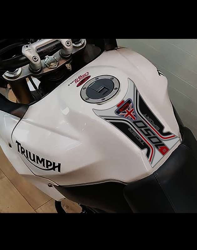 Triumph Tiger 1050 Motor Bike Tank Pad Protector.Universal Fit White and Red Triumph Motor Bike T...