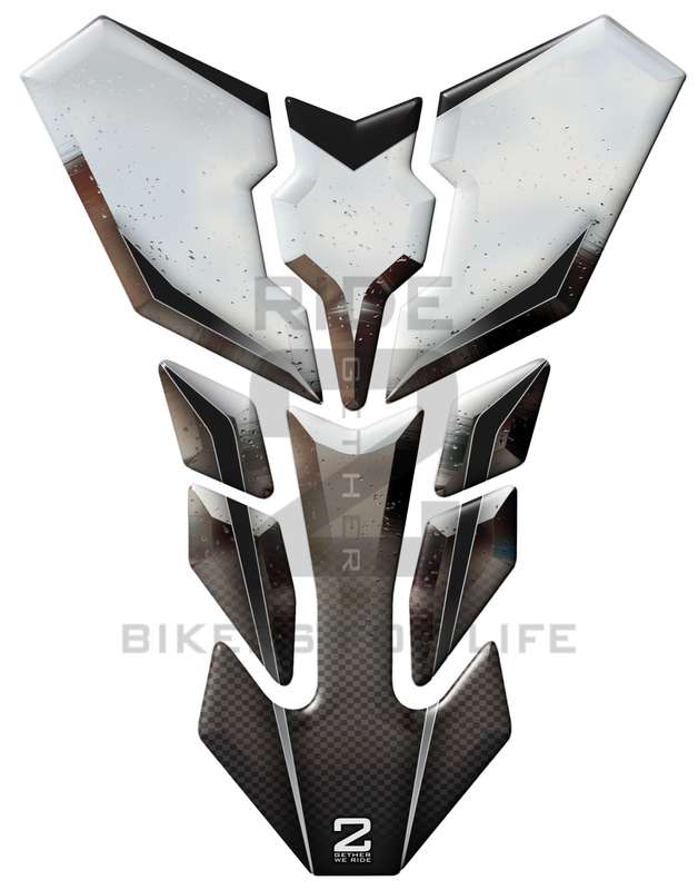 Universal Fit Chrome Metal Transformer Motor Bike Tank Pad Protector. A Street Pad which fits mos...