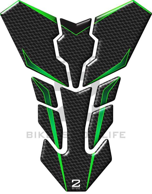 Universal Fit Green and  Carbon Fibre Transformer Tank Pad Protector. A Street Pad which fits mos...