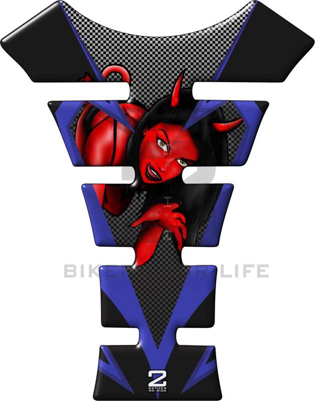Universal Fit Blue and Red She Devil Motor Bike Tank Pad Protector. A Street Pad which fits most ...