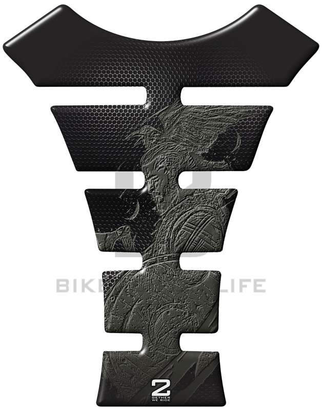 Universal Fit Black and Carbon Viking Warrior Tank Pad Protector. A Street Pad which fits most mo...