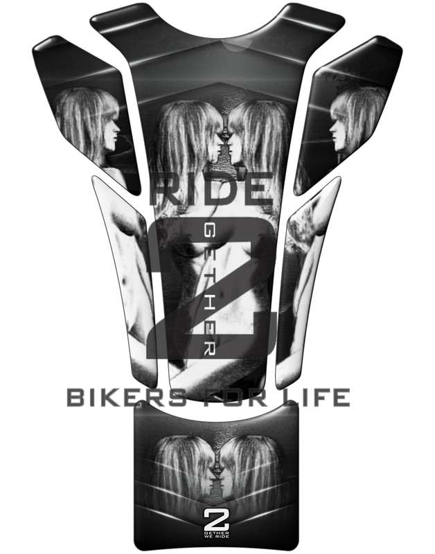 Universal Fit Black Kissing Twins  Motor Bike Tank Pad. Tank Pad. A Street Pad which fits most mo...