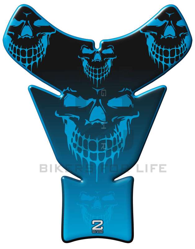 Universal Fit Blue Reaper Skull Motor Bike Tank Pad Protector. A Street Pad which fits most motor...