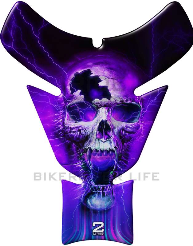 Universal Fit Blue and Purple Skull Motor Bike Tank Pad Protector. A Street Pad which fits most m...