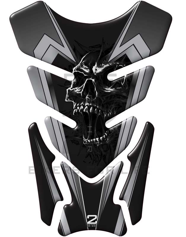 Universal Fit Black Screaming Skull Motor Bike Tank Pad Protector. A Street Pad which fits most m...