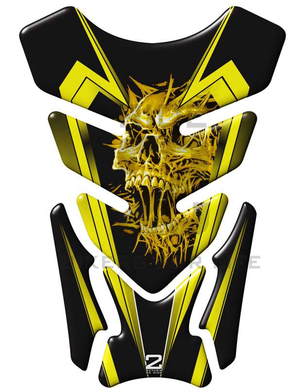 Universal Fit Yellow Screaming Skull Motor Bike Tank Pad Protector. A Street Pad which fits most ...