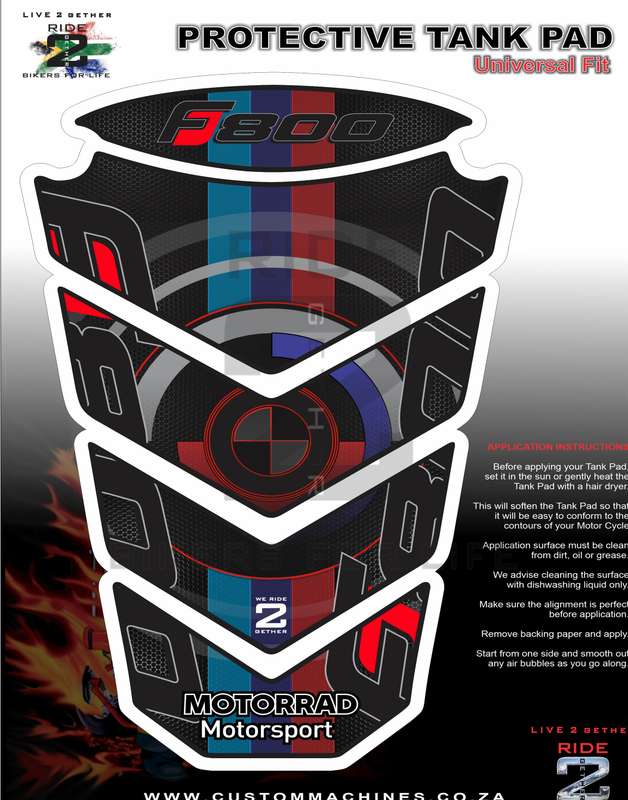 BMW F800 Motor Bike Tank Pad / Protector. Black carbon fibre  2009 -2020