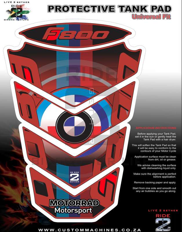 BMW F800 Motor Bike Tank Pad / Protector. Magna Red  2009 -2020