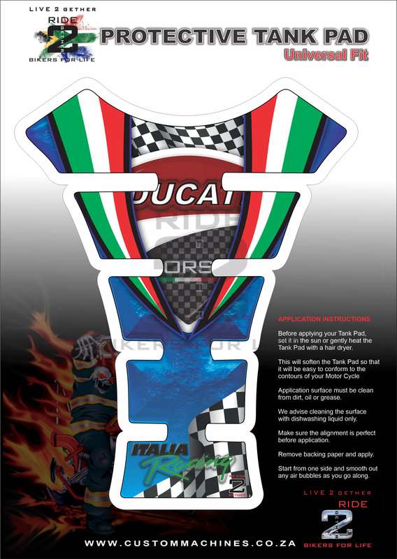 Ducati Blue Pitted Metal Motor Bike Tank Pad