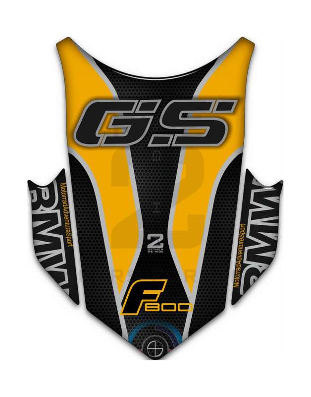 BMW F 800 GS Yellow and Black Motor Bike Tank Pad / Protector 2013 - 2017