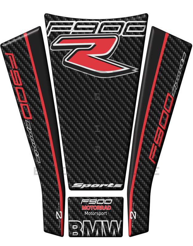 BMW F900 R Motor Bike Tank Pad / Protector. Red and Black Carbon Fibre  2020 - 2021