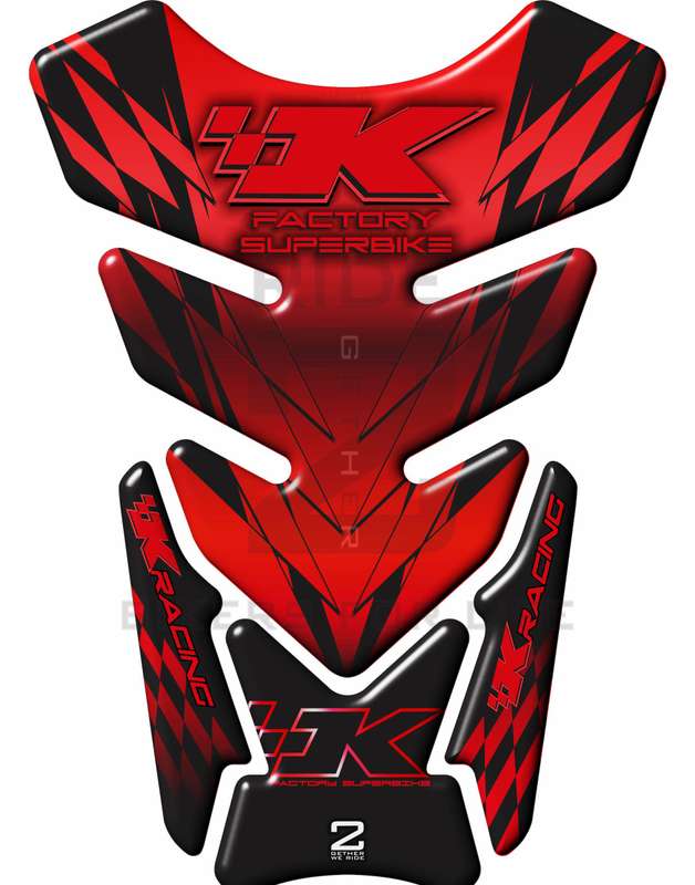 Kawasaki Factory Super Bike, Red and Black Tank Pad  Protector 2006 - 2022. K Racing