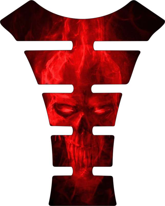 Universal Fit Red Fiery Skull Tank Pad