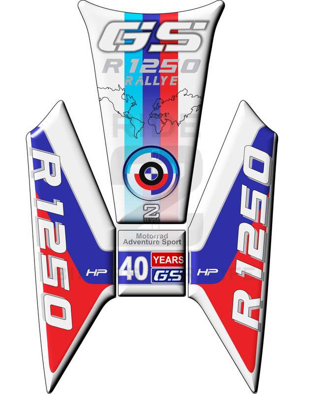 BMW R 1250 GS Standard Red, White and Blue HP Motor Bike Tank Pad / Protector - 2020 - 2023