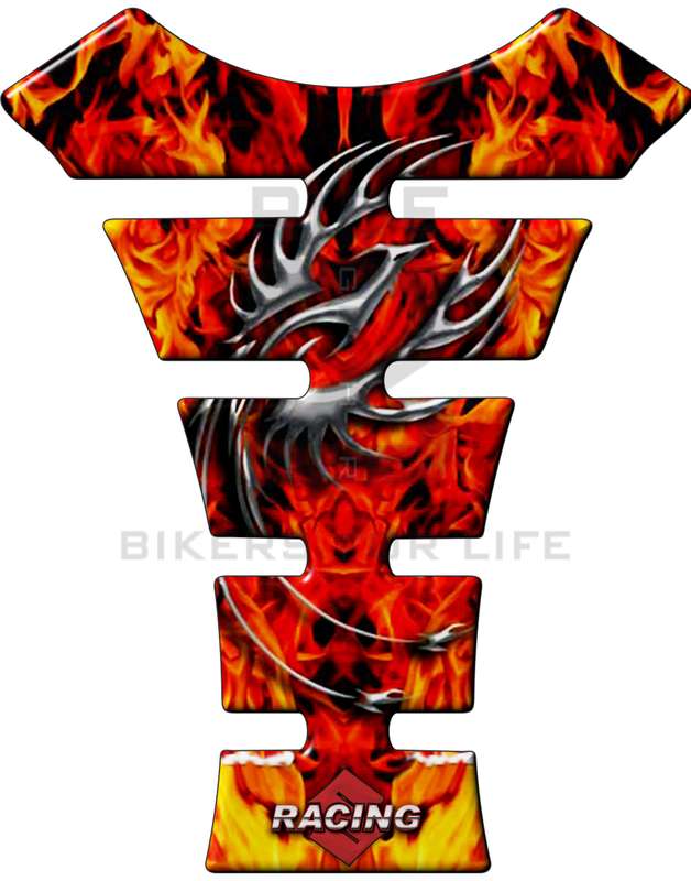 Suzuki Hayabusa  Flaming Bird with Chrome Trims Tank Pad Protector