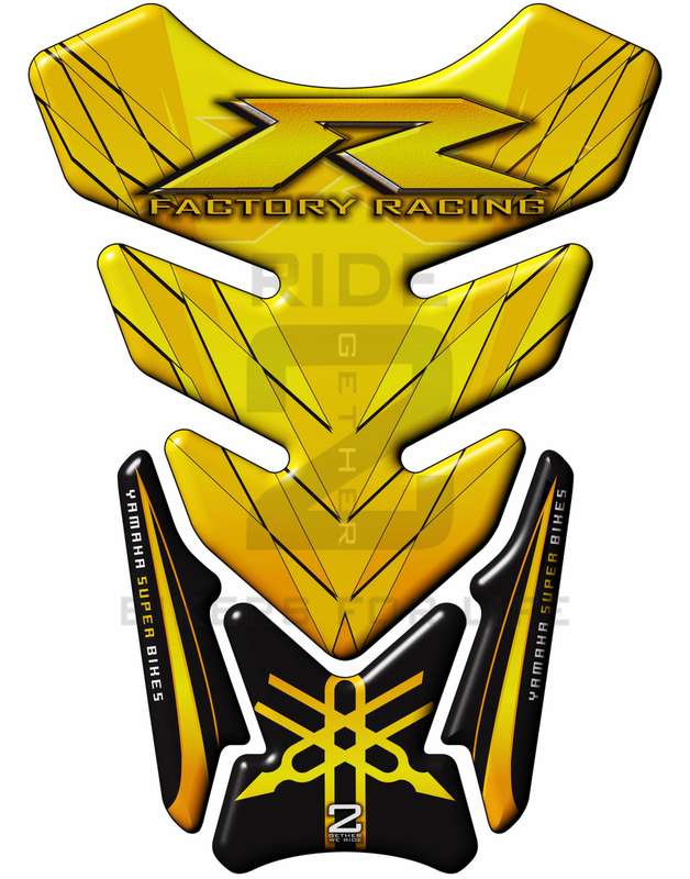 Yamaha Yellow and Black Factory Racing R Series Motor Bike Tank Pad Protectors
