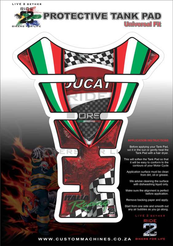 Ducati Red Pitted Metal Motor Bike Tank Pad