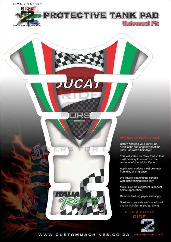 Ducati White Glass Tank Pad