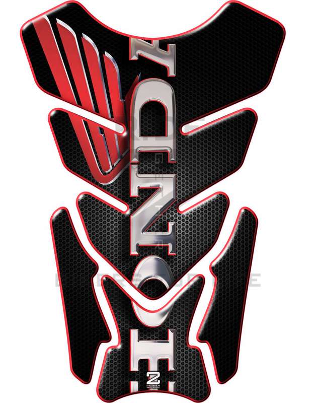 Honda CBR, NC Series, CB Series, Twin Africa Red, Black and Chrome Honey Comb Protective Tank Pad...