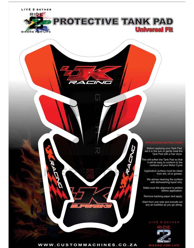 Kawasaki K Racing Red and Black Tank Pad / Protector