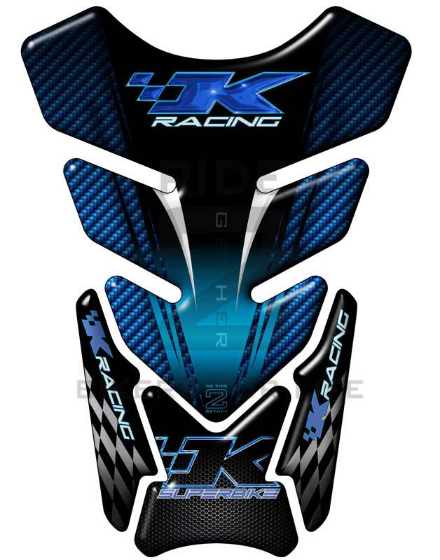 Kawasaki K Racing Blue and Black Carbon Fibre Tank Pad / Protector