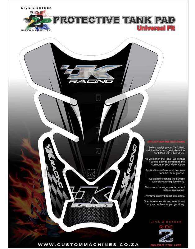 Kawasaki K Racing Grey and Black Tank Pad / Protector