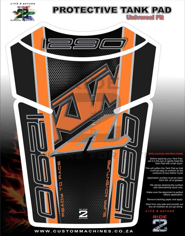 KTM Black Carbon Fibre Adventure 1290 Generic Tank Pad