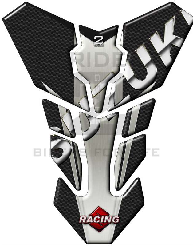 Suzuki Carbon Fibre Black with Chrome Trimmings Transformer Tank Pad Protectors.  Fits 1990 - 202...
