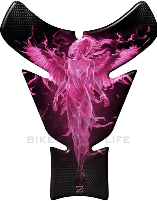 Pink and Black Universal Fit Angelic Flaming Tank Pad Protector. A street pad which fits most mod...