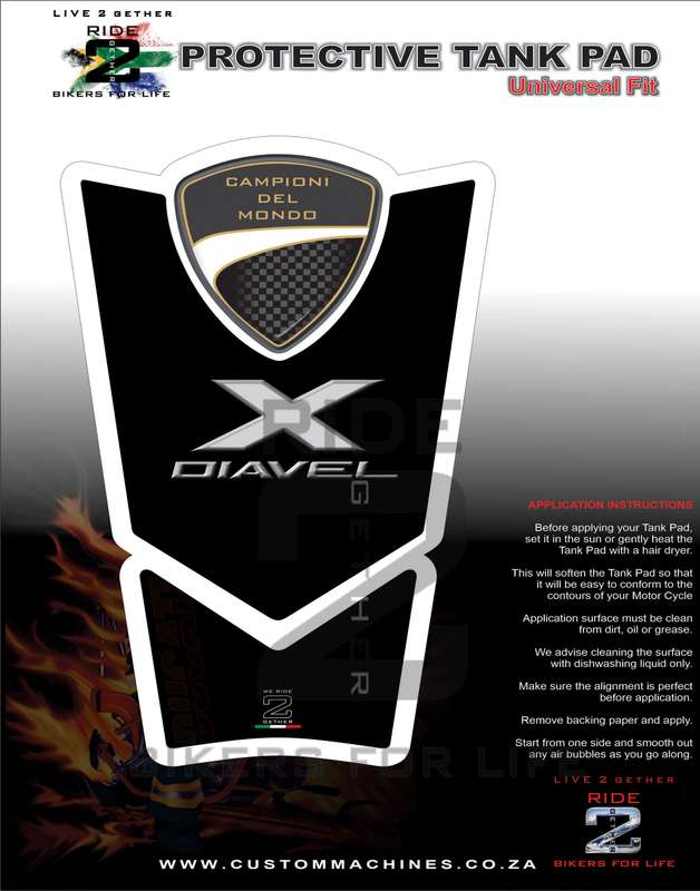 Ducati Black X Diavel Motor Bike Tank Pad