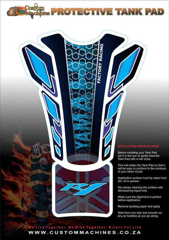 Yamaha Factory Racing Blue R1 Motor Bike Tank Pad Protector