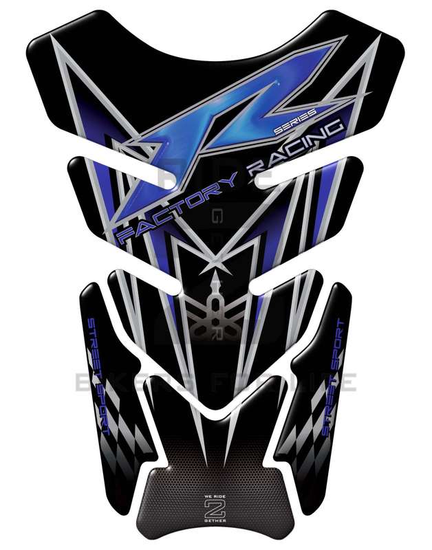 Yamaha Blue and Black Standard R Series Tank Pad Protector. Fits most R series motor bikes.