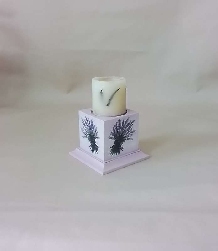 Wooden Box Lavender Design Candle Holder