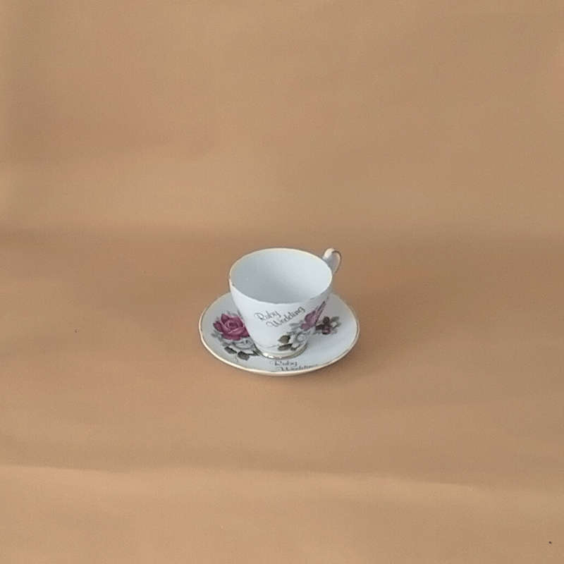 Argyle Ruby Wedding Cup and Saucer