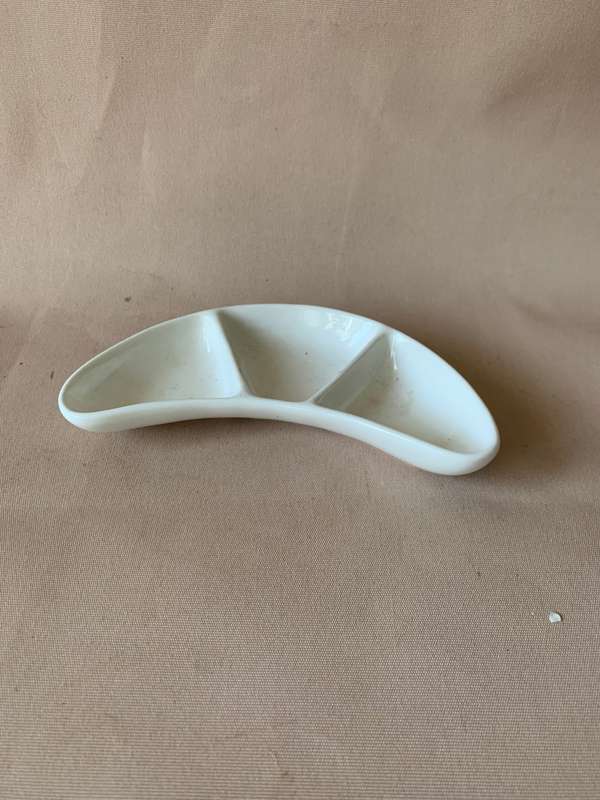 Fortis Ceramic Half Moon White Dish