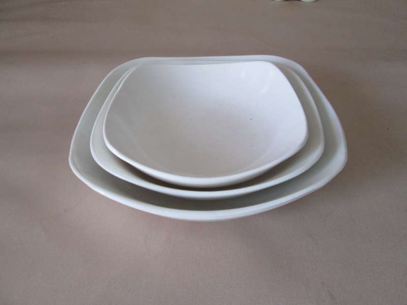 Set of 3 White Snack Servers