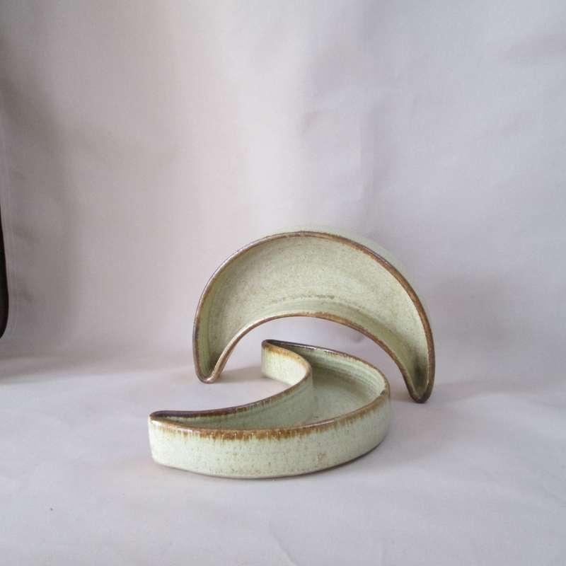 Set of 2 Moon Shape Stoneware Servers