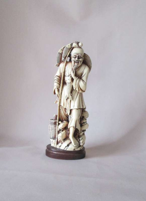 Japanese Carved Figure Of Fisherman
