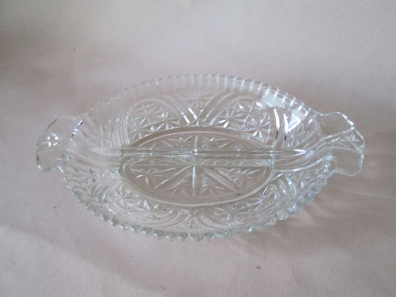 Clear Cut Glass Snack Server