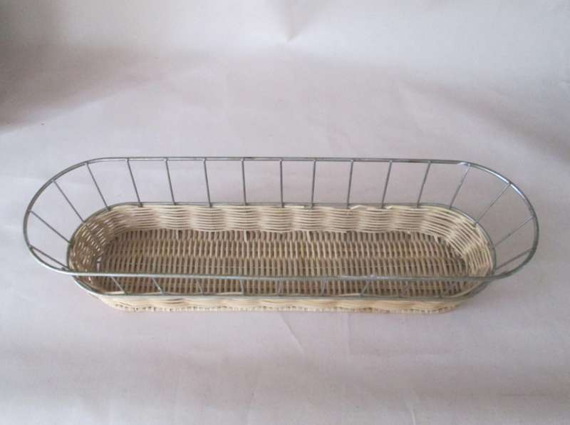Stainless Steel & Wicker Basket