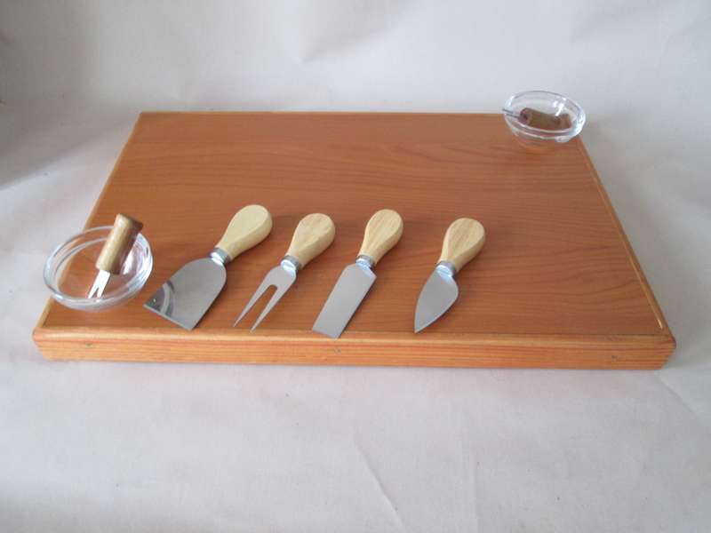 Solid Oak Cheese Board Set