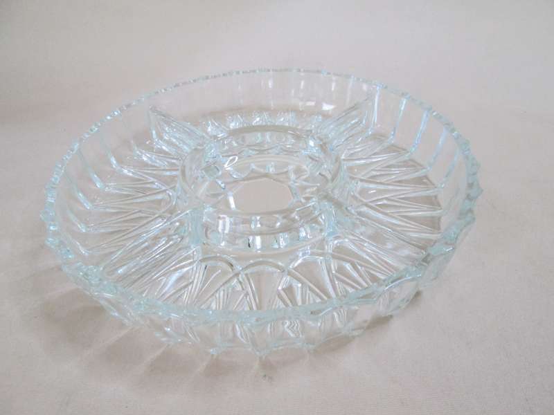 Round Clear Heavy Cut Glass Snack Platter