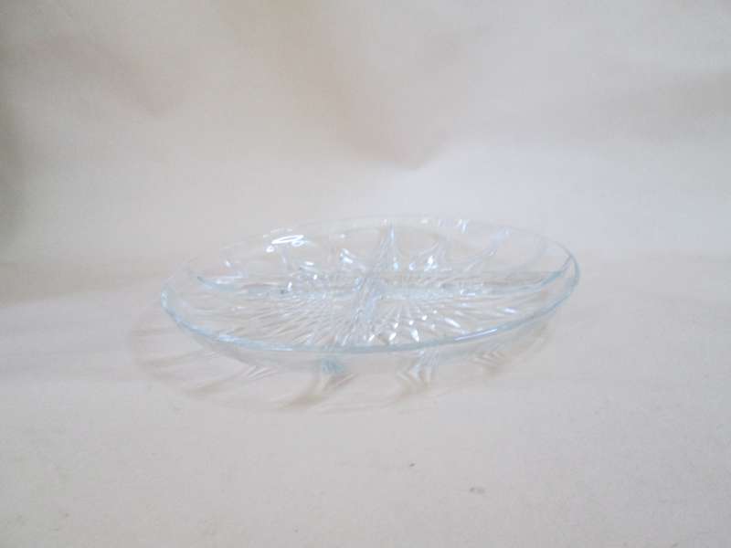 Round Clear Cut Glass Snack Platter