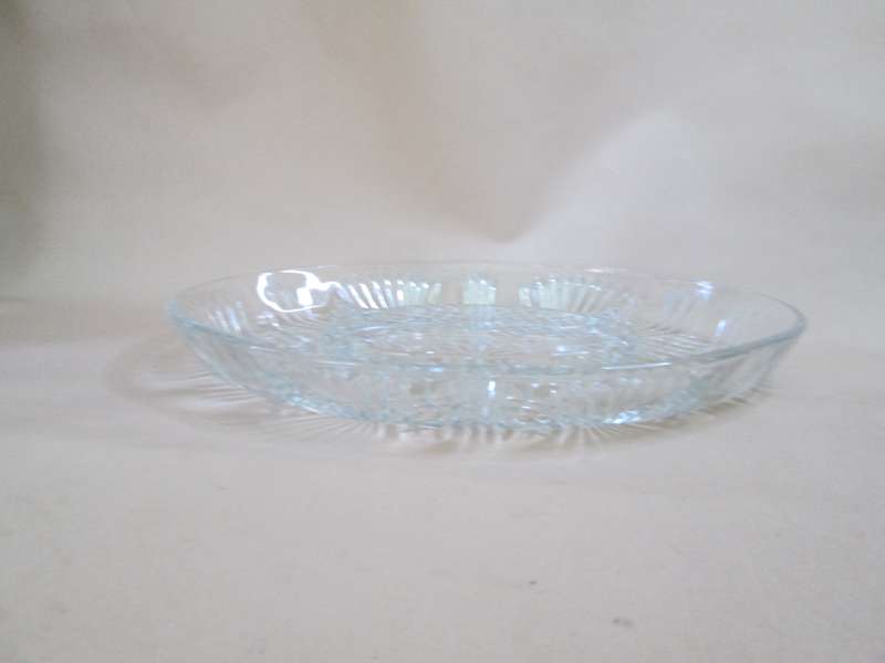 Oval Clear Cut Glass Snack Platter