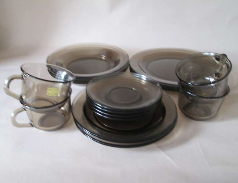Arcoroc Verre Trempe Smoked Glass Dinner Set 20pc